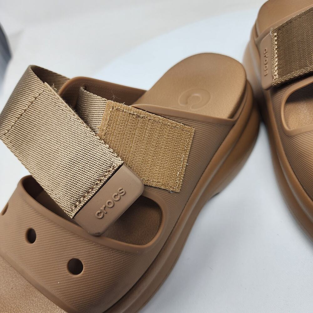 Crocs Soho Two-Strap Platform Slide Sandals Women 6M Sepia Brown Adjustable NWOB - Picture 9 of 11